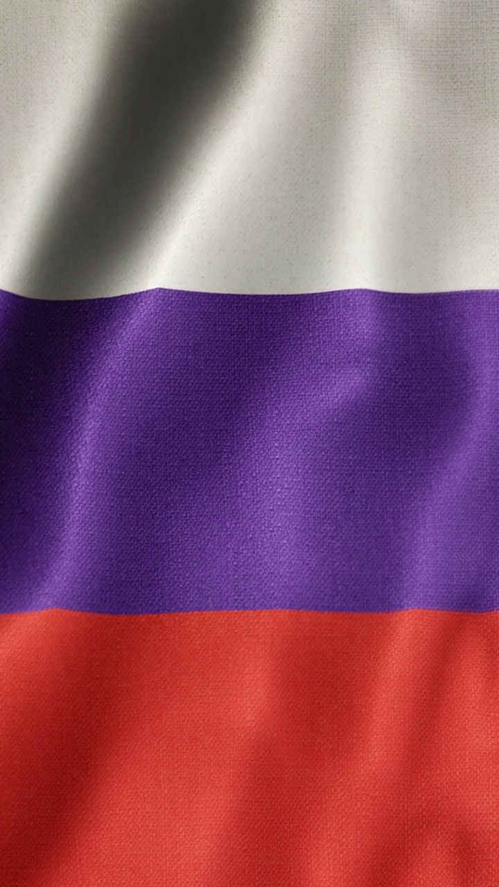 俄罗斯垂直国旗动画库存视频-俄罗斯国旗在循环和纹理3d渲染背景-高度详细的织物图案和可循环的俄罗斯联邦国旗视频素材