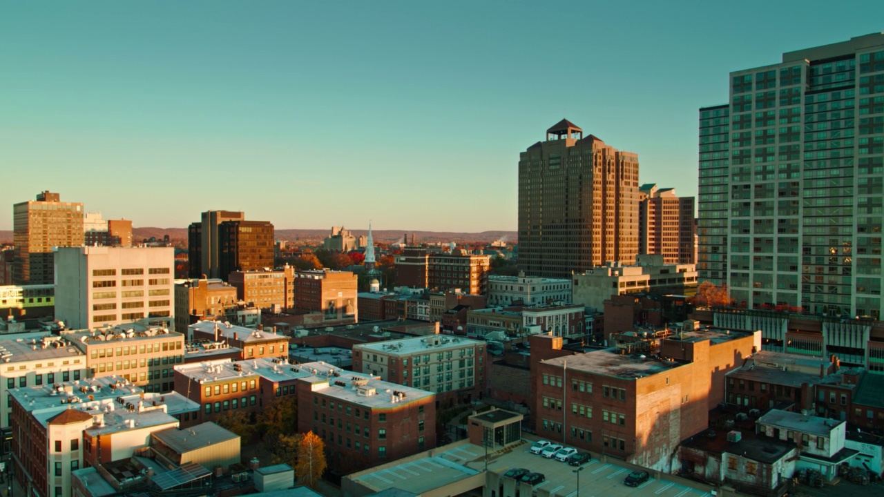 康涅狄格州纽黑文市中心的建筑鸟瞰图视频素材