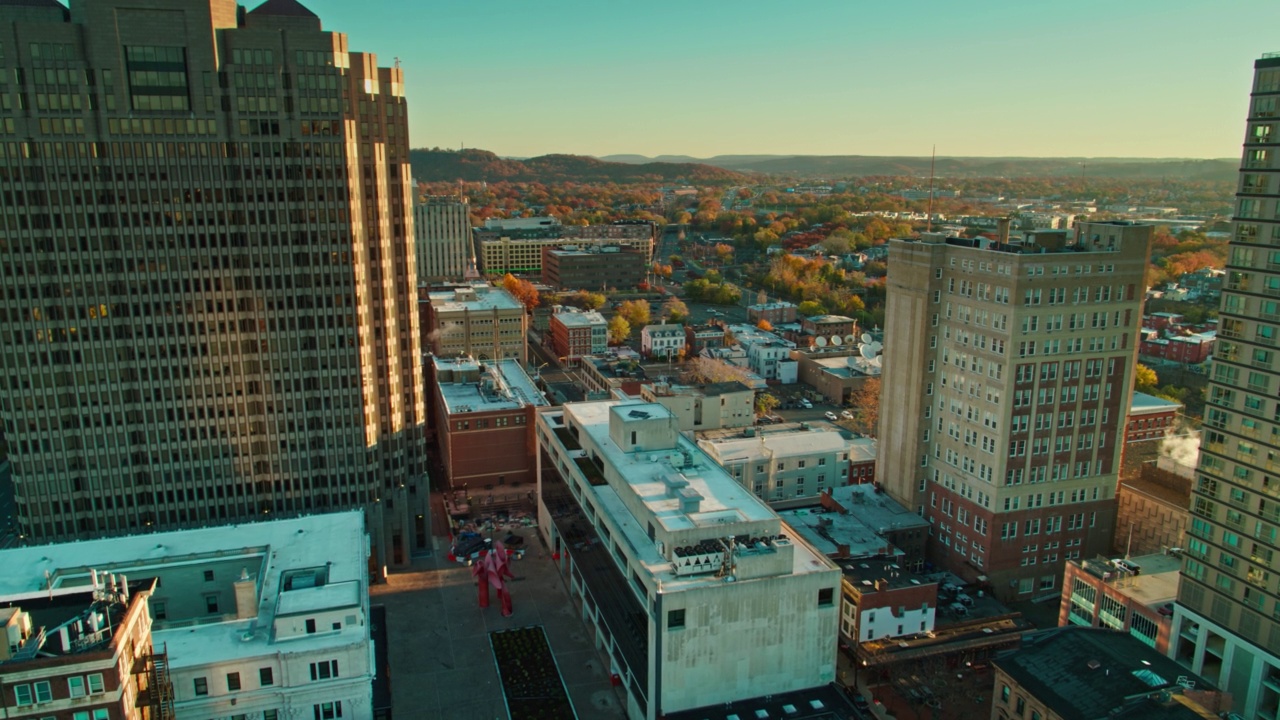 康涅狄格州纽黑文的办公室和政府大楼鸟瞰图视频素材