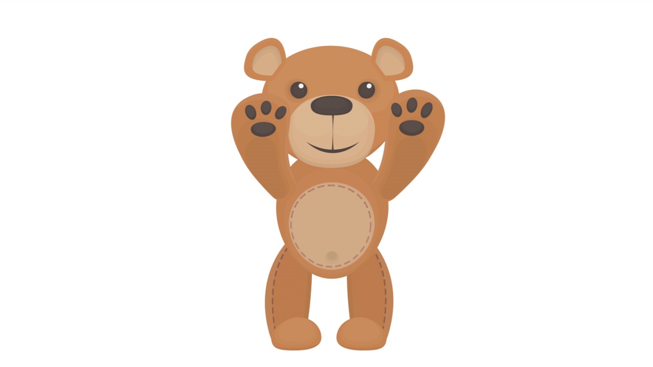 泰迪熊。一个小熊玩具的动画。卡通视频下载