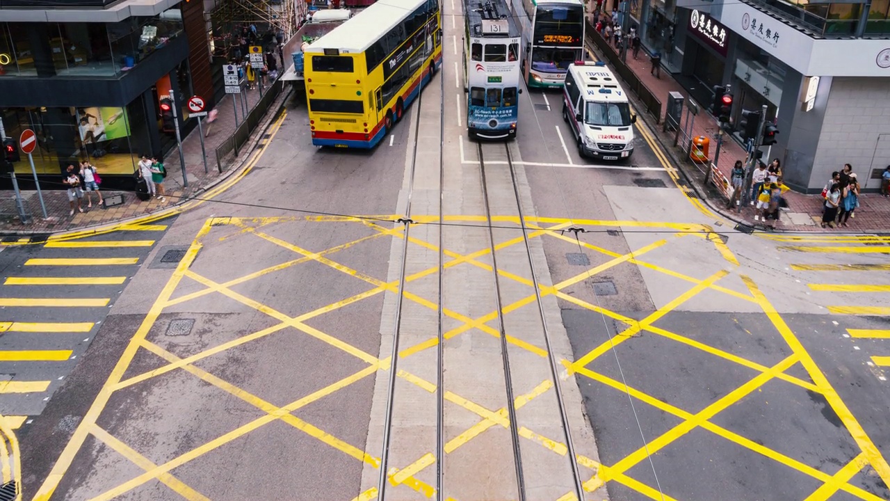 时间推移，香港中环交通车辆拥挤视频素材