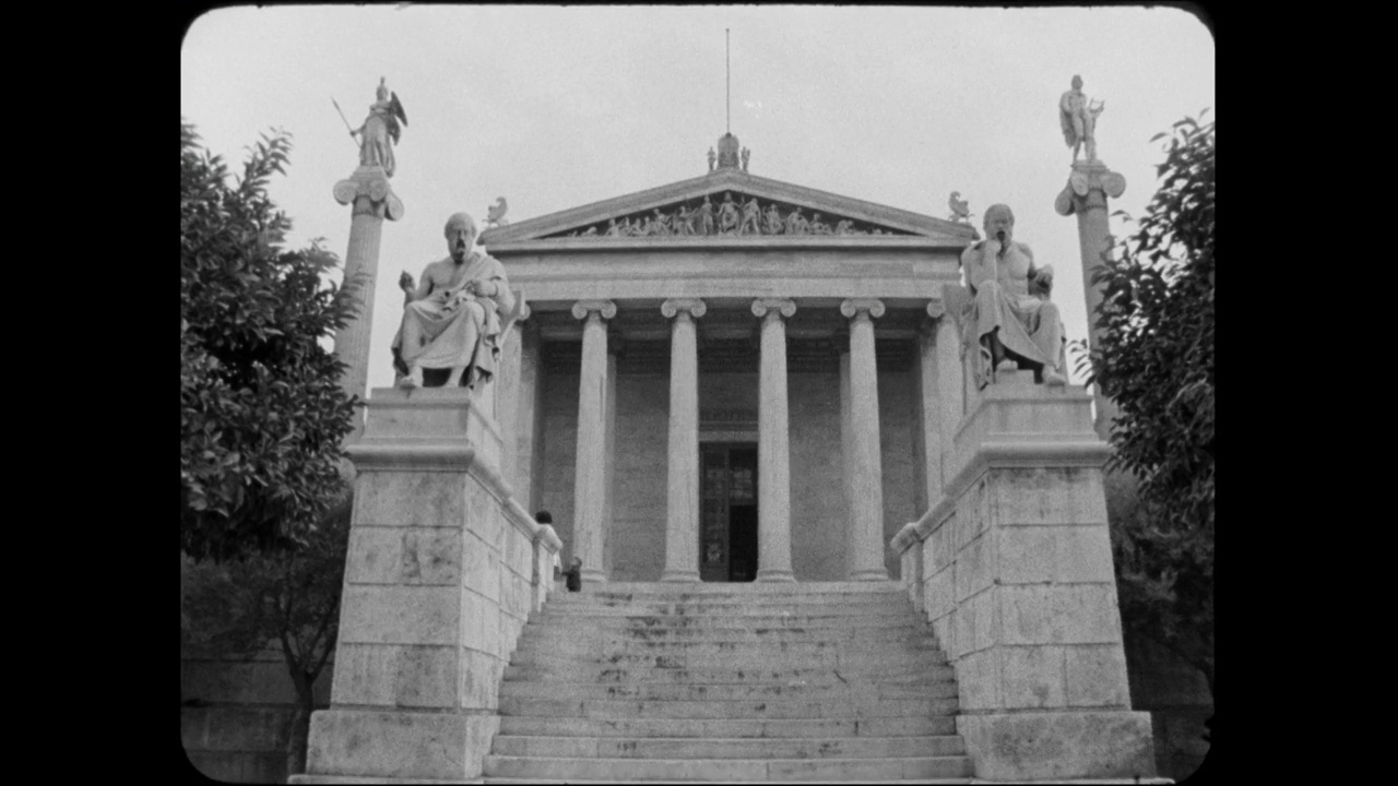 雅典国家图书馆的特写镜头;1965视频下载