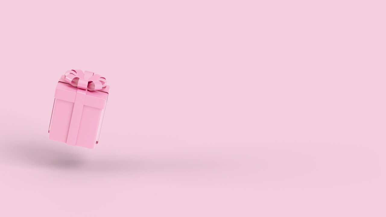 3d粉色盒子礼物动画旋转4k无缝循环运动视频贺卡粉色背景。概念:动画圣诞节，黑色星期五，生日。视频下载