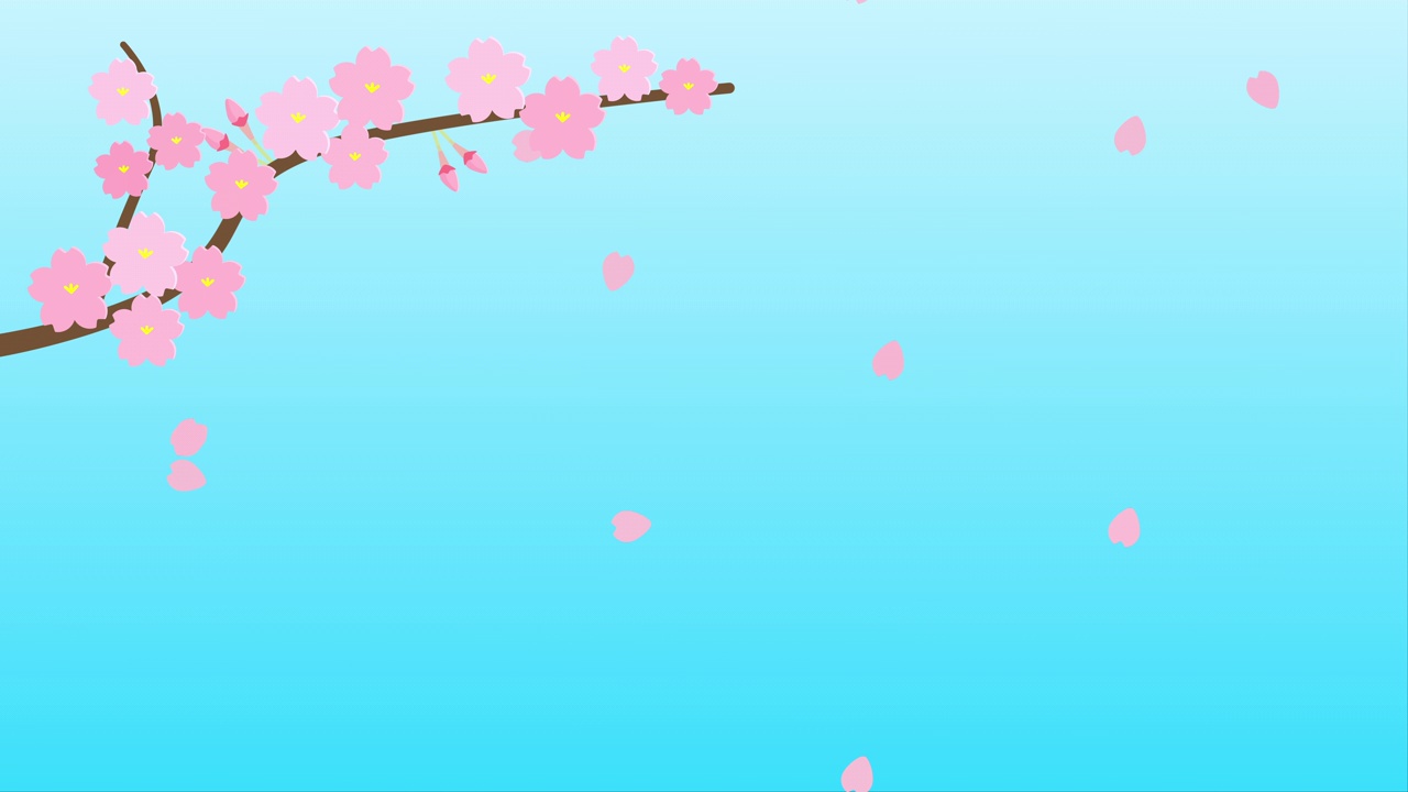 樱花舞动的动画蓝天视频素材