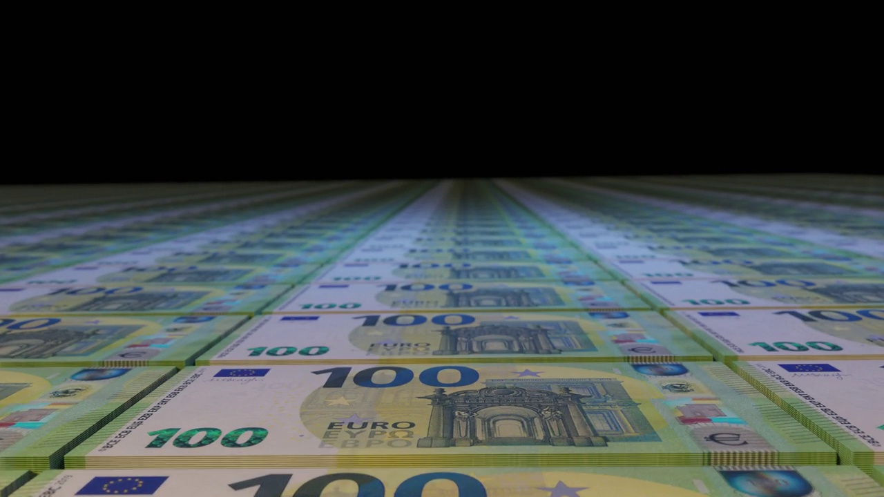 欧元货币印刷无缝循环动画背景视频素材