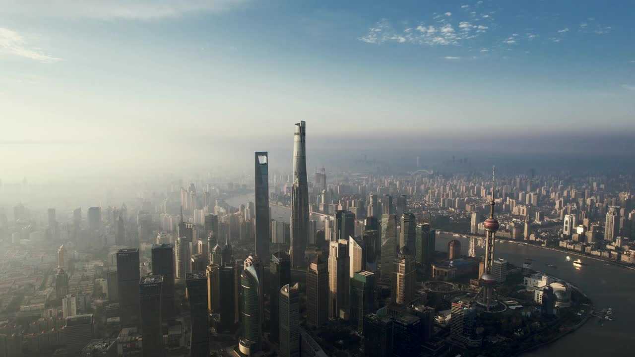 上海天际线鸟瞰图视频下载
