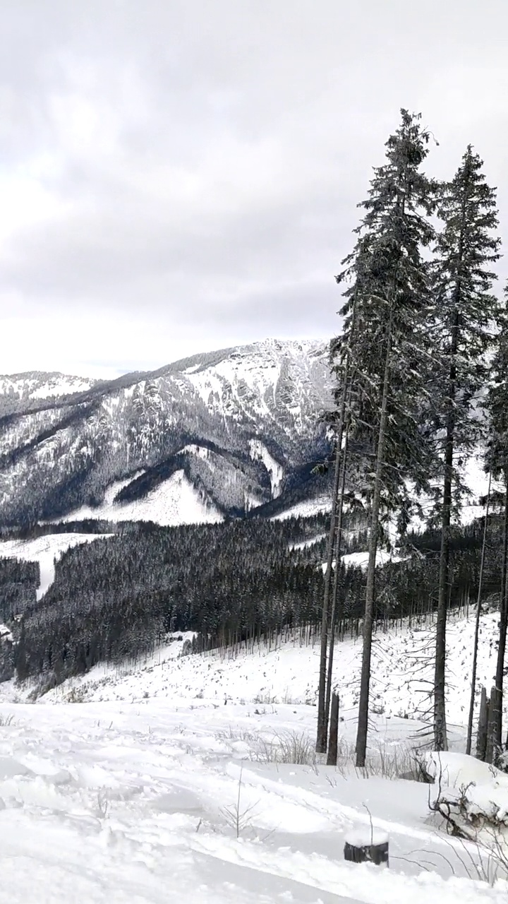 滑雪者在斜坡上的视角视频素材