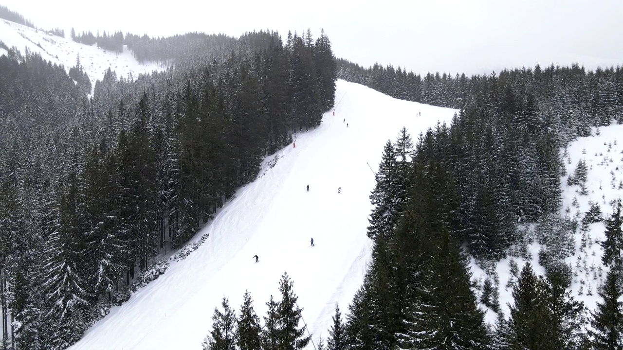 滑雪场复制空间的鸟瞰图视频素材