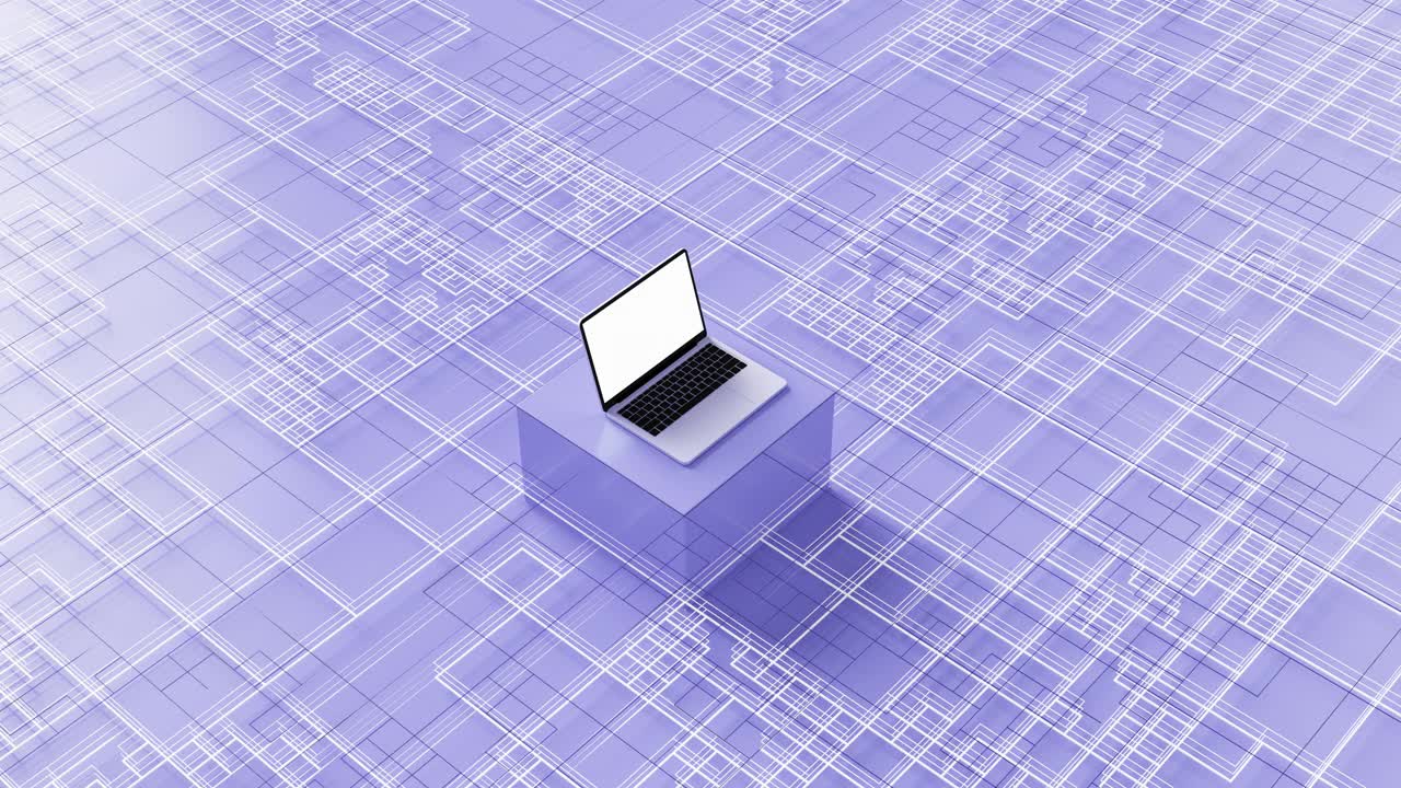 笔记本电脑模型的立方体形状在未来非常佩里背景视频下载