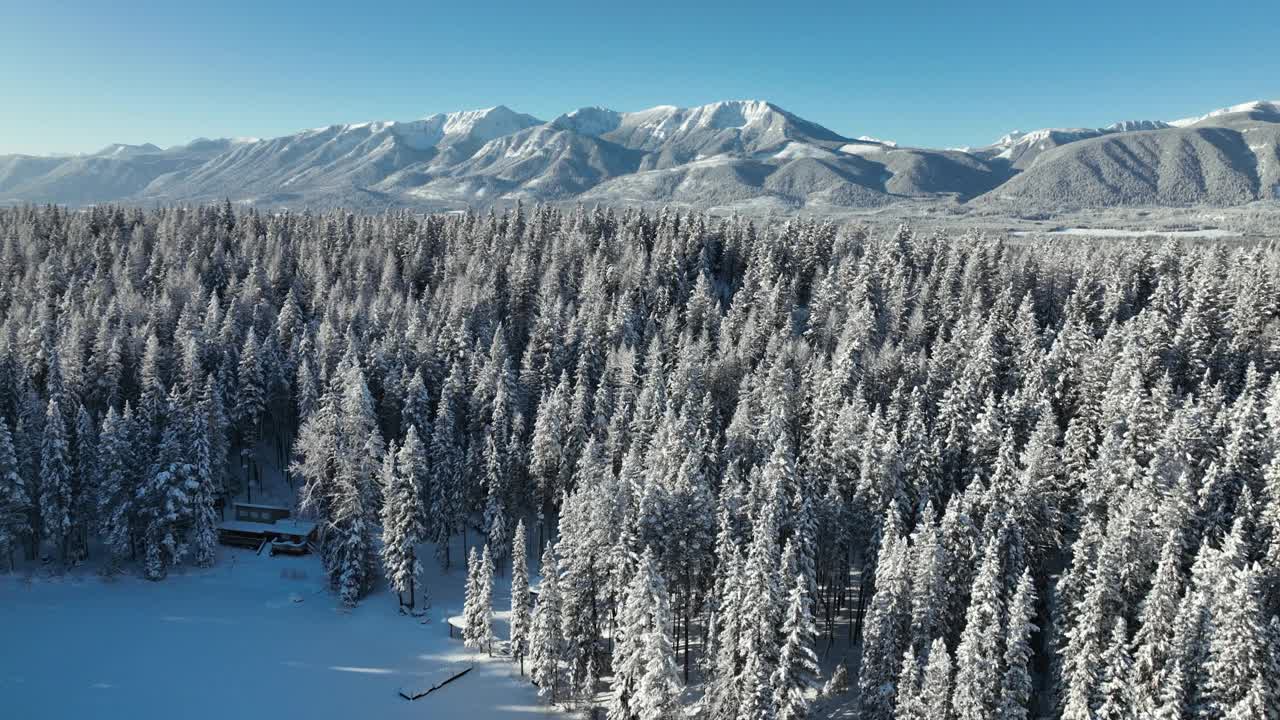 空中视角的原始雪山场景视频素材
