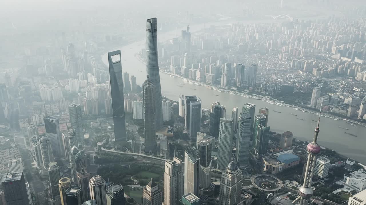 上海天际线T/L鸟瞰图视频素材