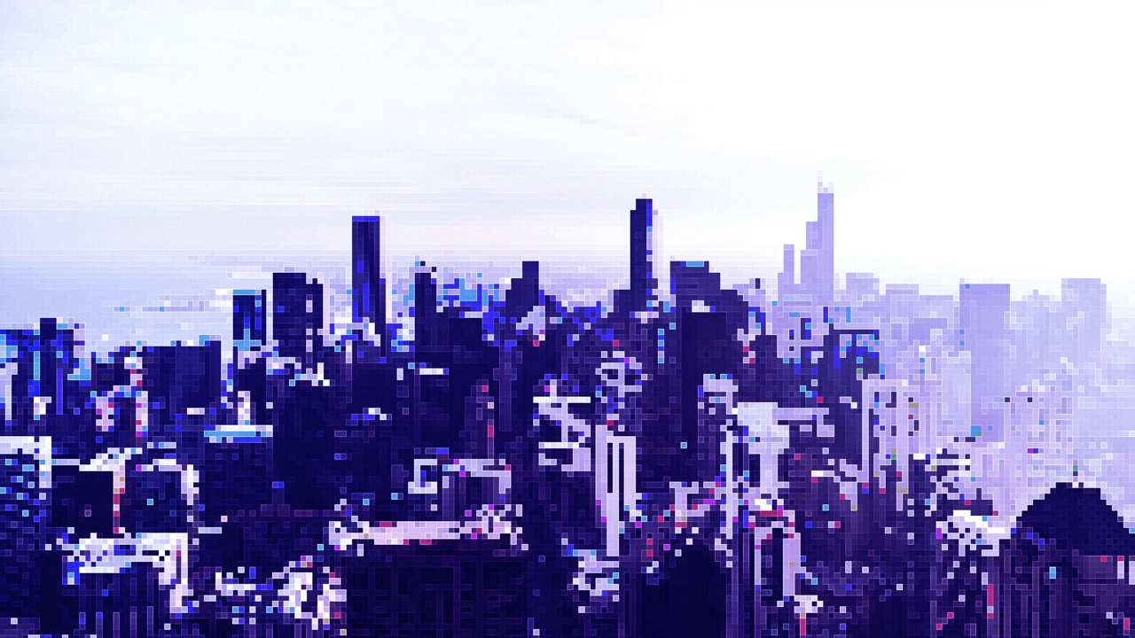 T/L像素艺术大都市，芝加哥天际线鸟瞰图/芝加哥，伊利诺伊州视频下载