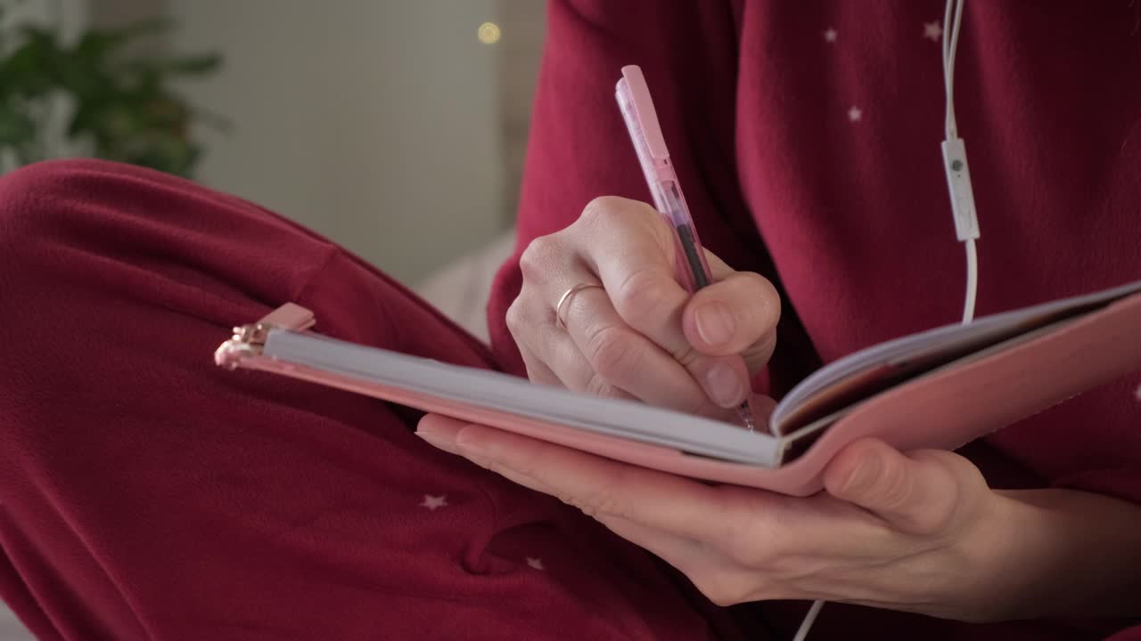 女人在写日记。视频下载