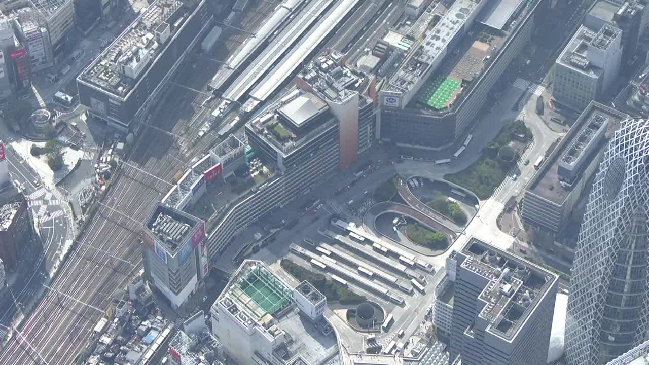 空中，安静的新宿站，东京，日本视频下载