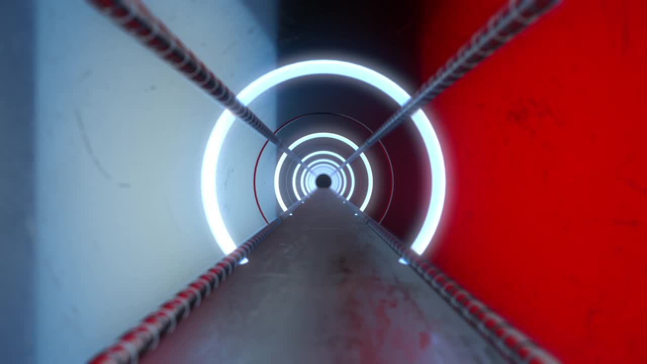 未来科幻隧道。明亮的霓虹灯发光。摘要创意数码背景。现代彩色照明。视频素材
