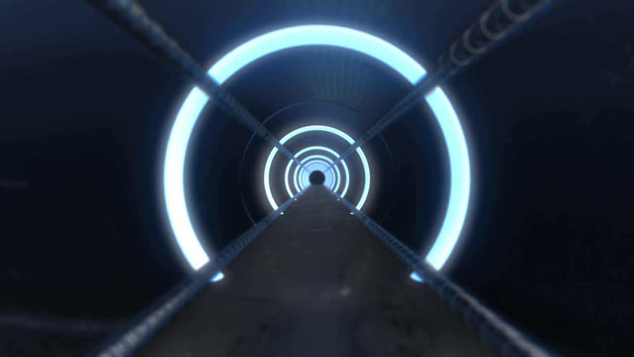 未来科幻隧道。明亮的霓虹灯发光。抽象创意数字背景。现代彩色照明。视频下载
