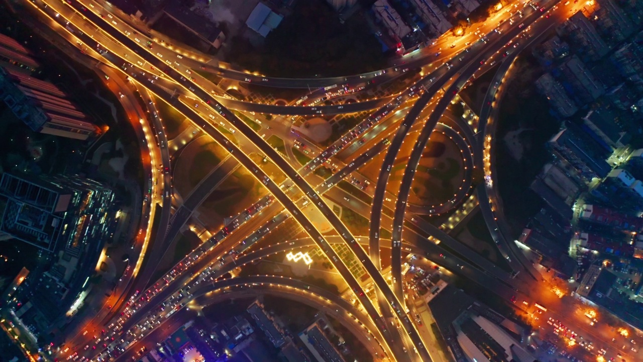 鸟瞰合肥立交桥，夜晚，中国视频下载