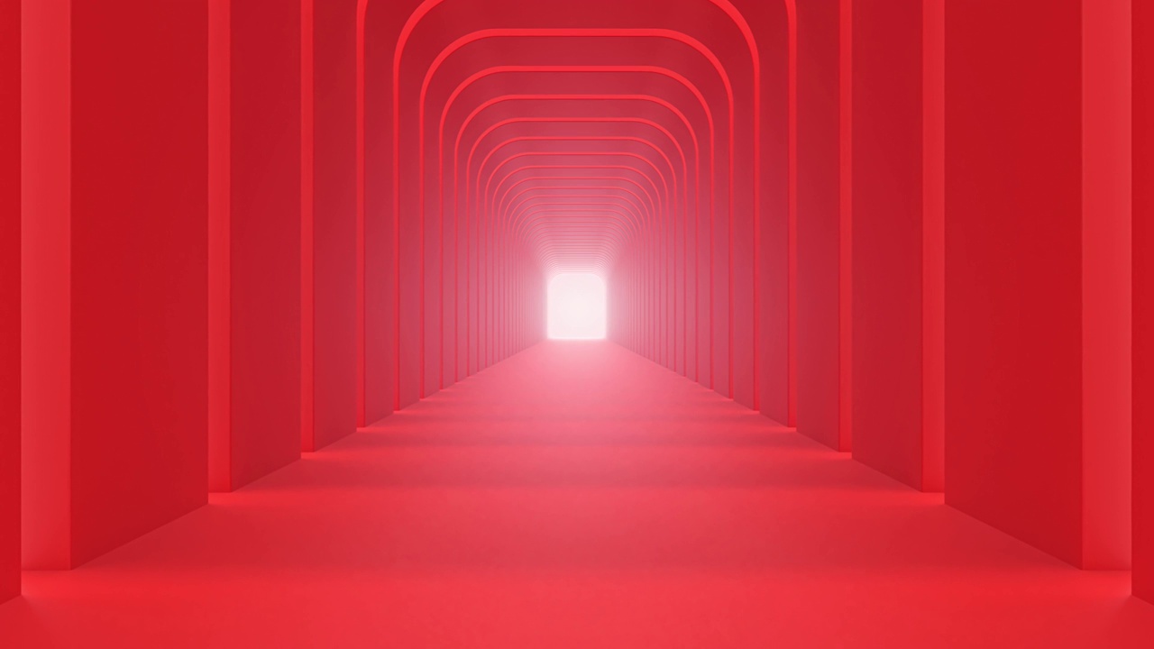 红色建筑空间背景——由三维图形软件生成视频下载