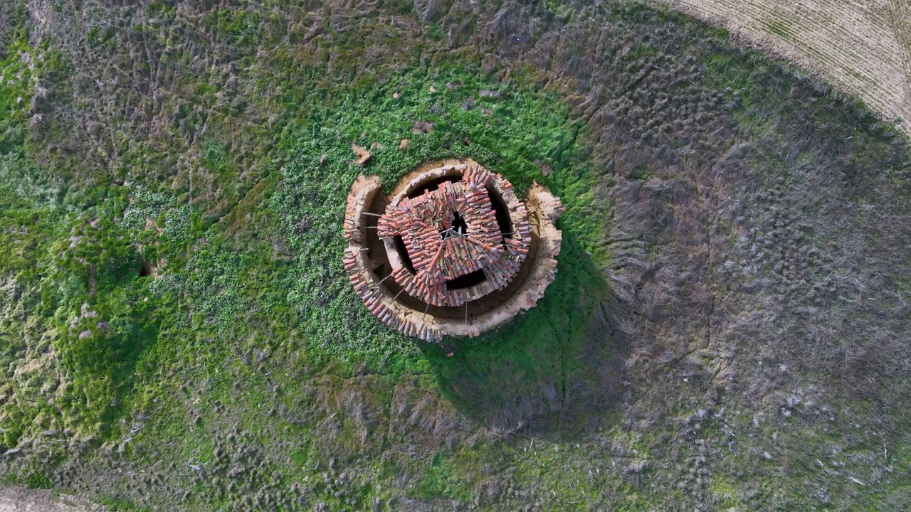 从一架无人机鸟瞰Villamayor de Campos的Palomares。农田。萨莫拉，卡斯蒂利亚莱昂，西班牙，欧洲视频下载