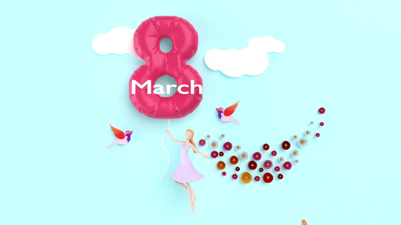 妇女在大自然中享受生活，以4K分辨率庆祝3月8日国际妇女节和妇女权利视频下载