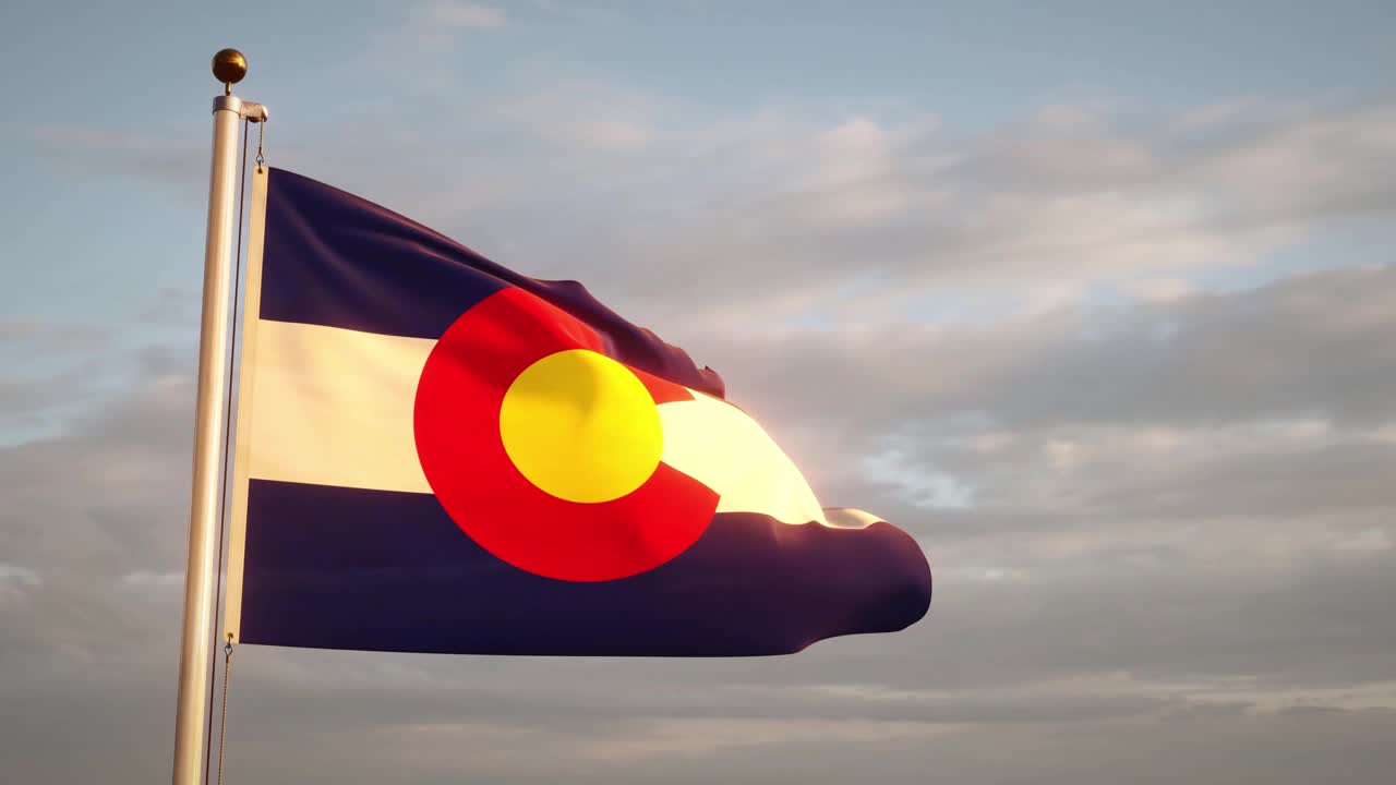 科罗拉多旗在风中飘扬。4k 3d动画渲染。视频素材