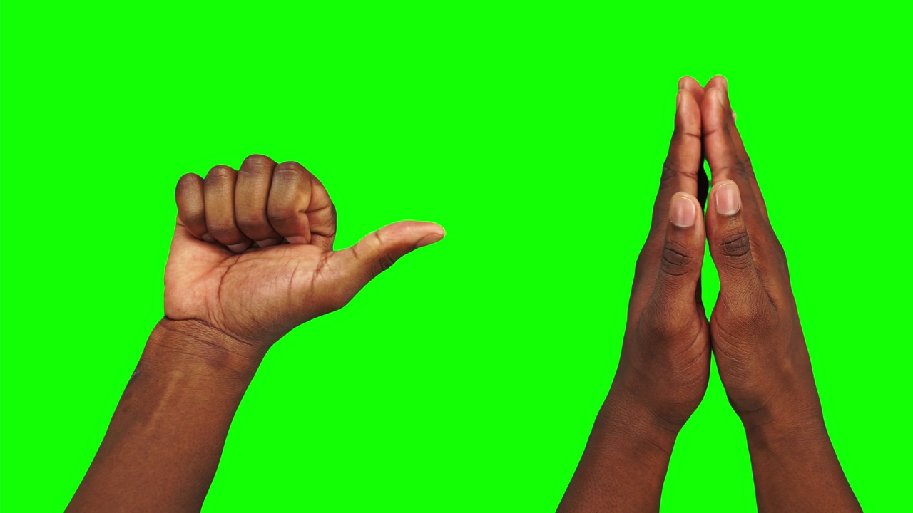 绿色屏幕上显示了黑人男性的30种肢体语言手势视频素材
