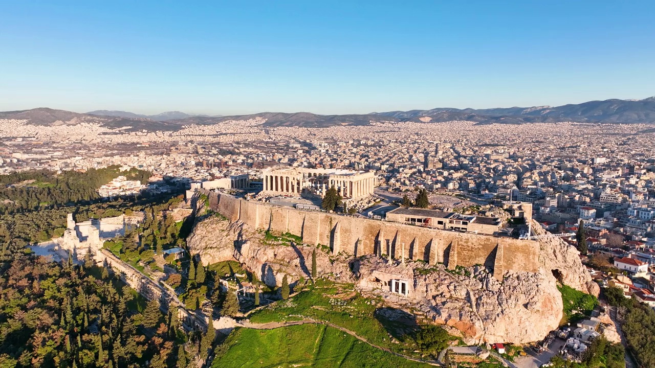 航拍希腊雅典卫城和帕台农神庙视频素材