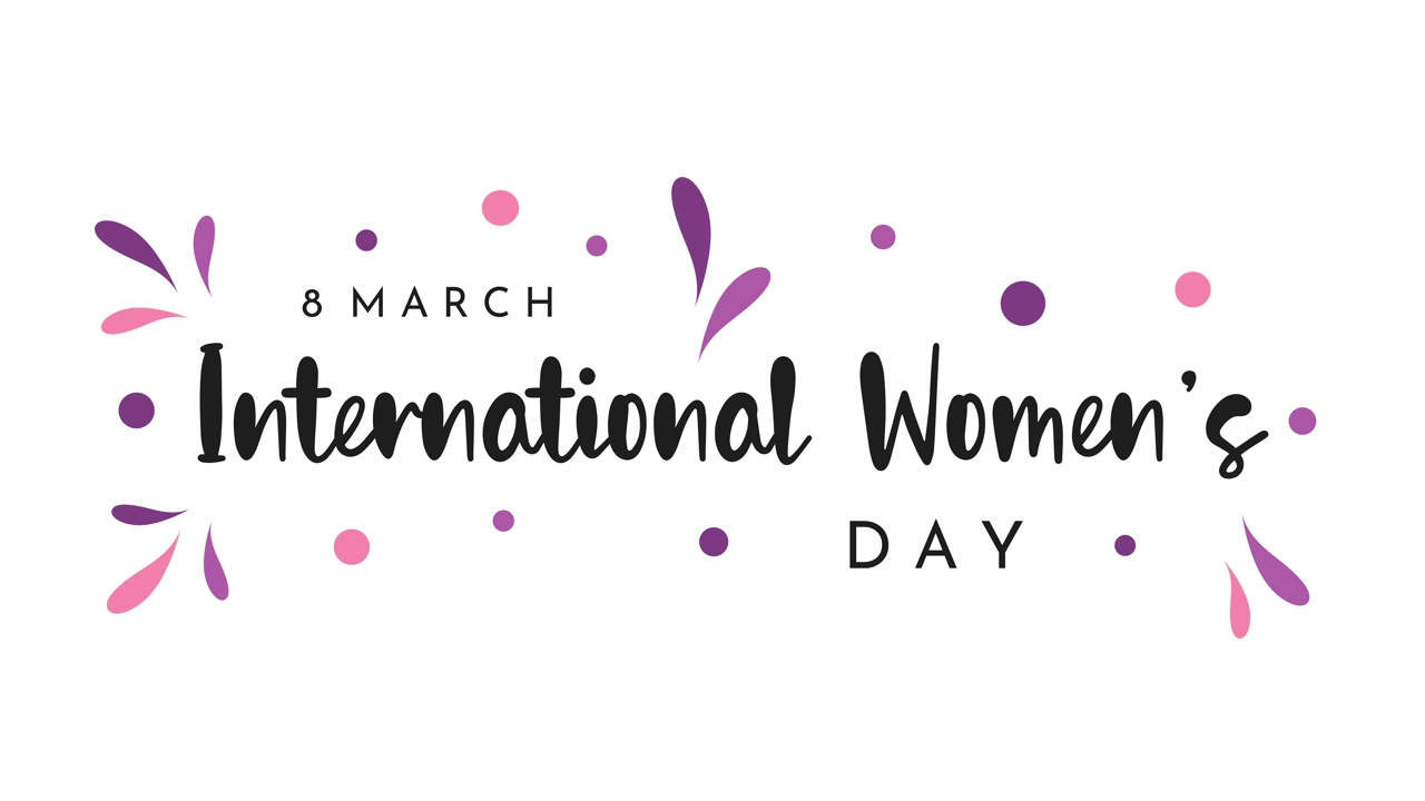 3月8日国际妇女节，白色背景。4 k的动画视频下载