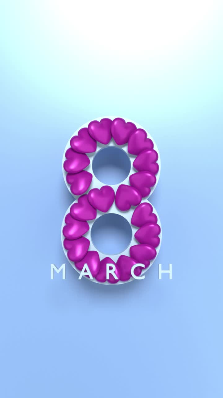 3月8日用爱心书写庆祝3月8日国际妇女节的4K分辨率视频购买