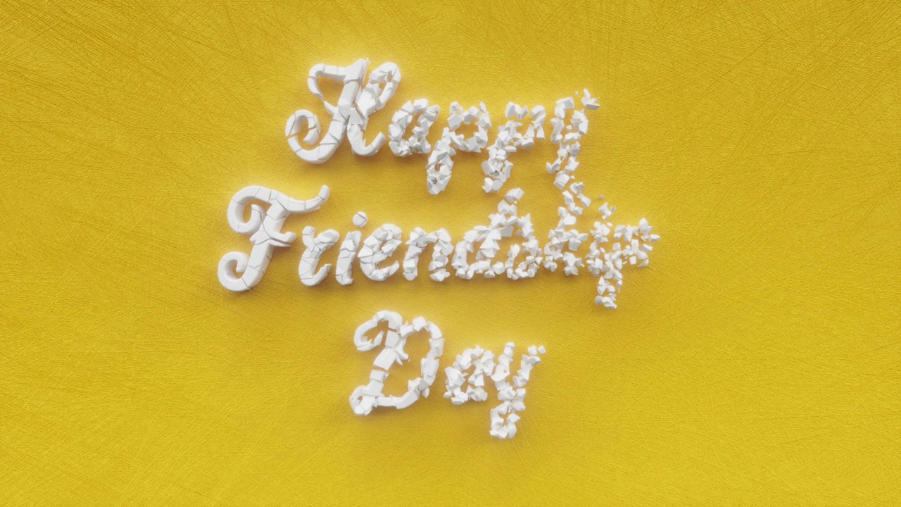 快乐友谊日文字题词，国际朋友日，永远团聚和伙伴关系概念，兄弟情谊和童年友谊，贺卡运动背景视频下载
