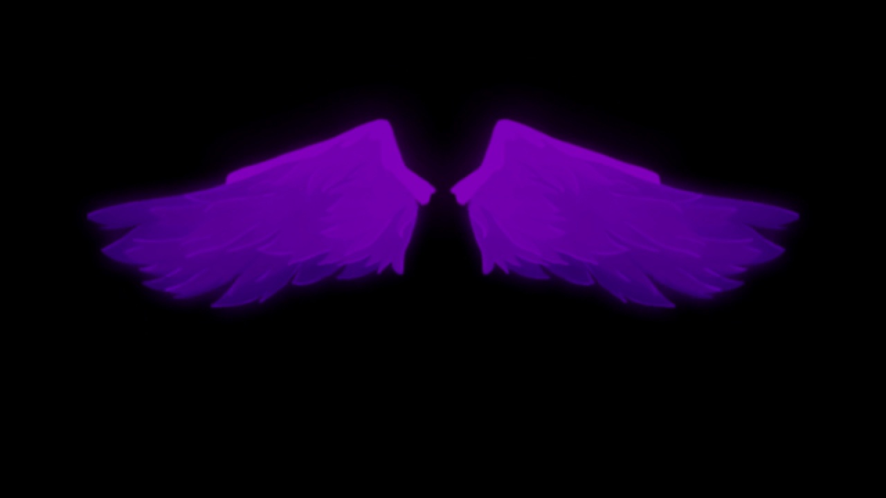 动画蓝色翅膀孤立在黑色背景上。视频素材