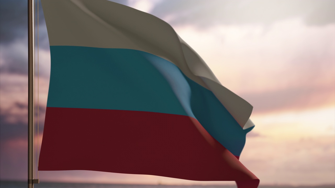 俄罗斯国旗在天空中飘扬的动画视频素材