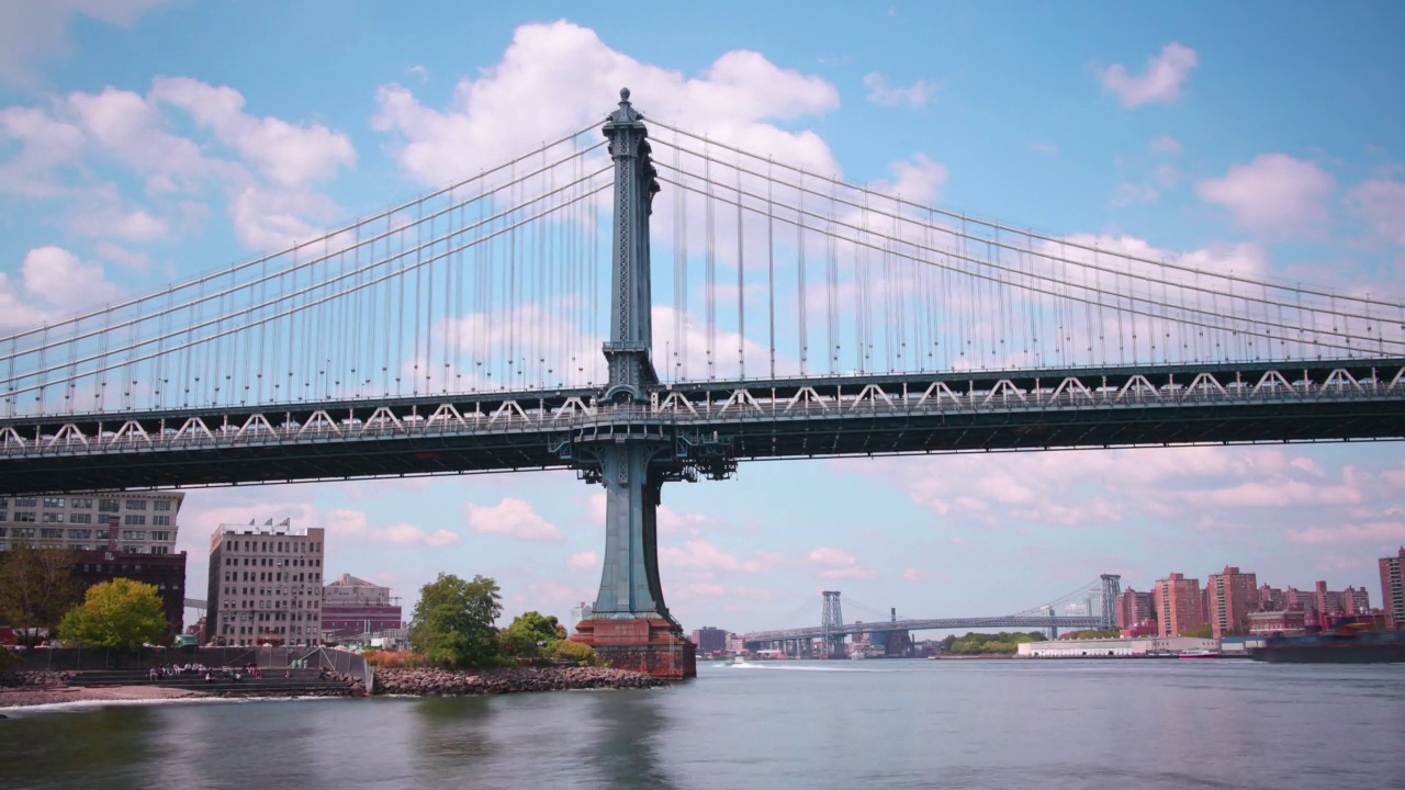 曼哈顿大桥布鲁克林公园从纽约看4k时间间隔视频素材