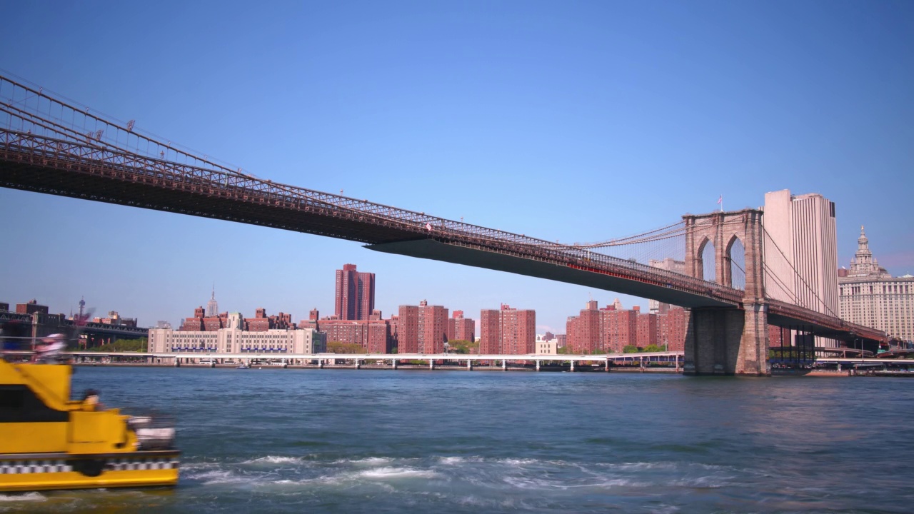 布鲁克林大桥日全景从纽约4k时间间隔视频素材