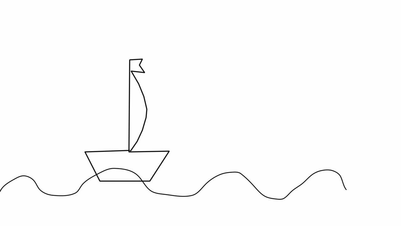 独立动画一艘海船、游艇、汽船在海浪上。视频下载