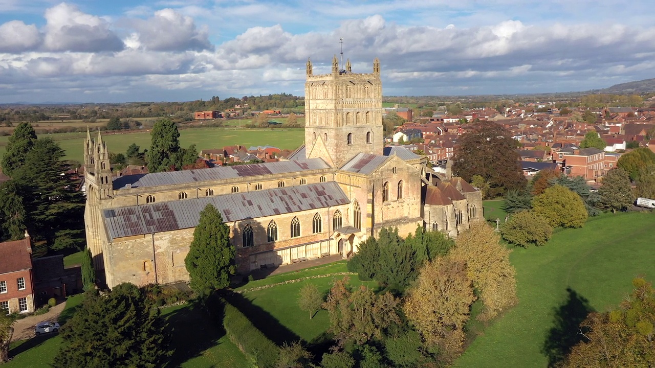 图克斯伯里修道院(圣玛丽圣母教堂)，图克斯伯里，格洛斯特郡，英格兰，英国，欧洲视频下载