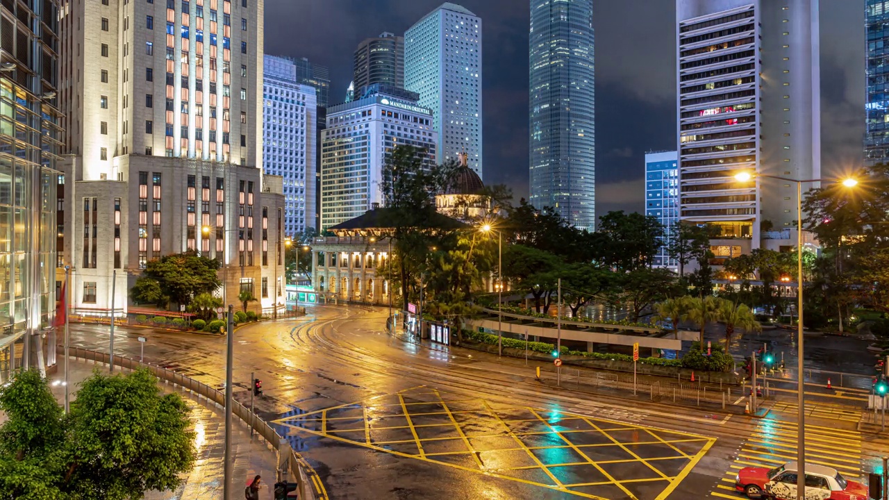 黄昏时分的香港市景，中央车站视频素材