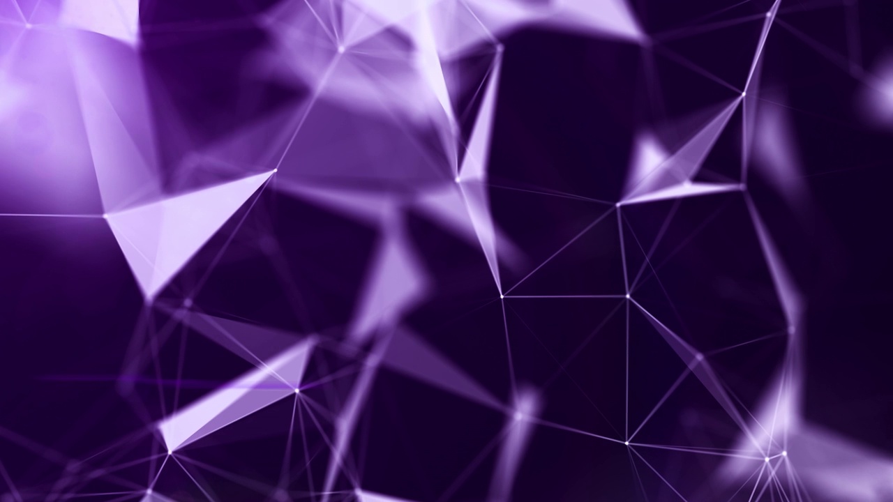 3D渲染紫色抽象背景点和网络未来主义数据网络概念与黑暗和纹理渲染连线视频素材