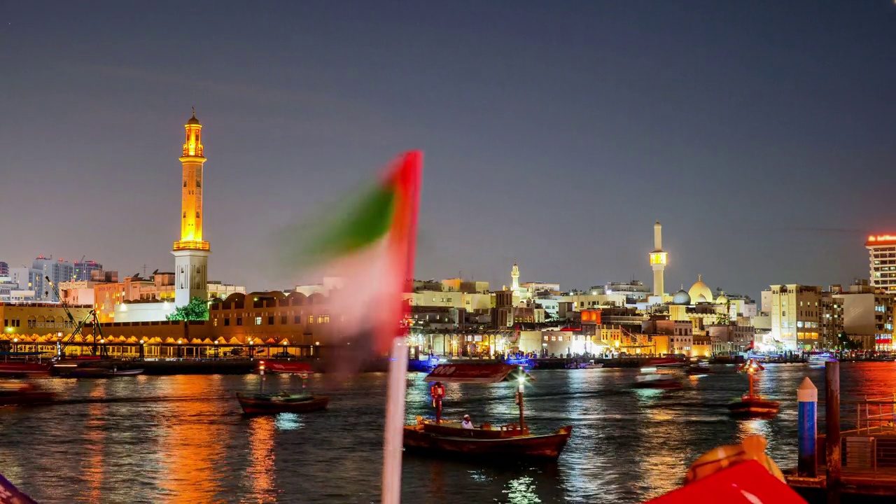 迪拜河，阿拉伯联合酋长国视频素材