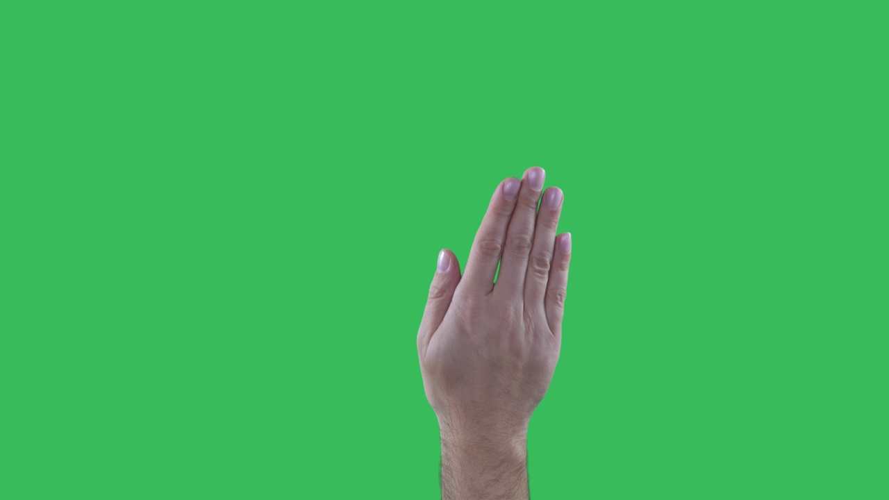 绿色屏幕上的触摸屏手势。色度键背景。触屏手势——男性的手。视频素材