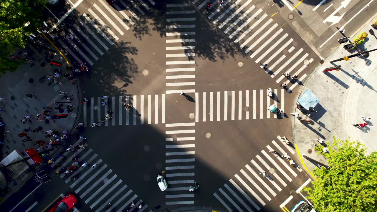 城市街道交叉口的无人机视角视频下载