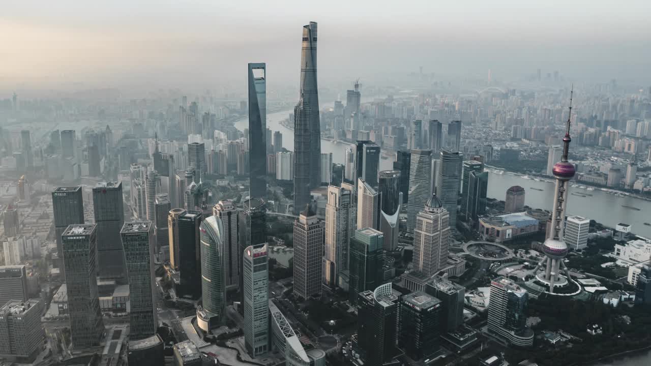 上海天际线T/L鸟瞰图视频素材