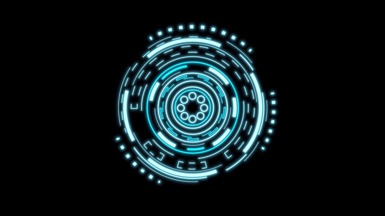 HUD科幻未来显示器孤立在黑色背景上。蓝色的全息图按钮。现代网络的创新。4 k视频下载