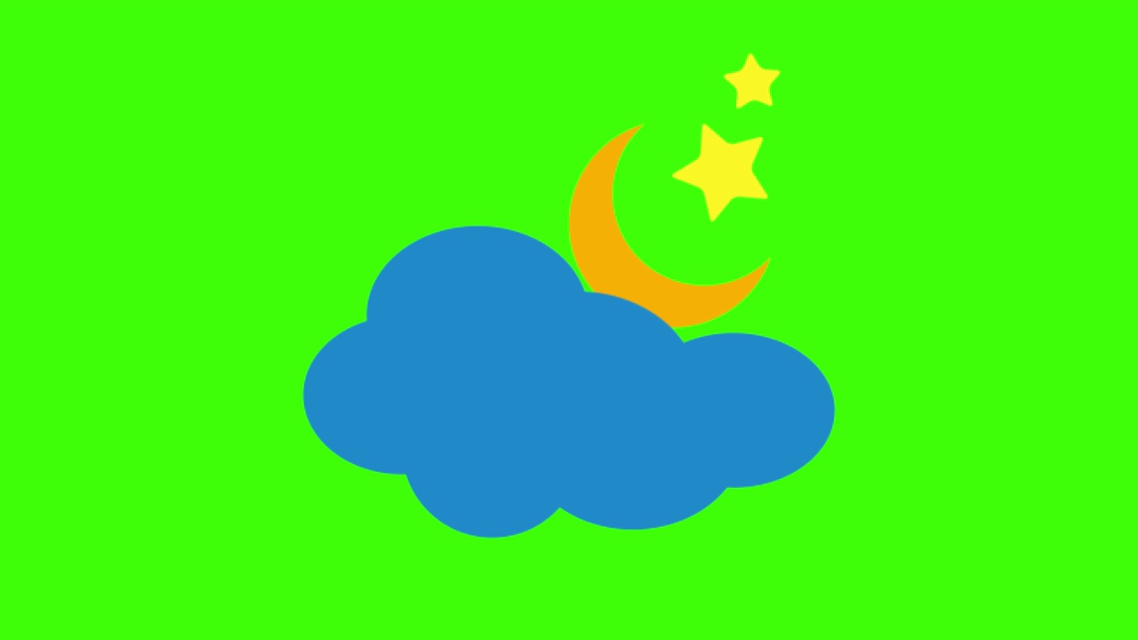 绿色屏幕上多云的夜晚图标的动画视频素材