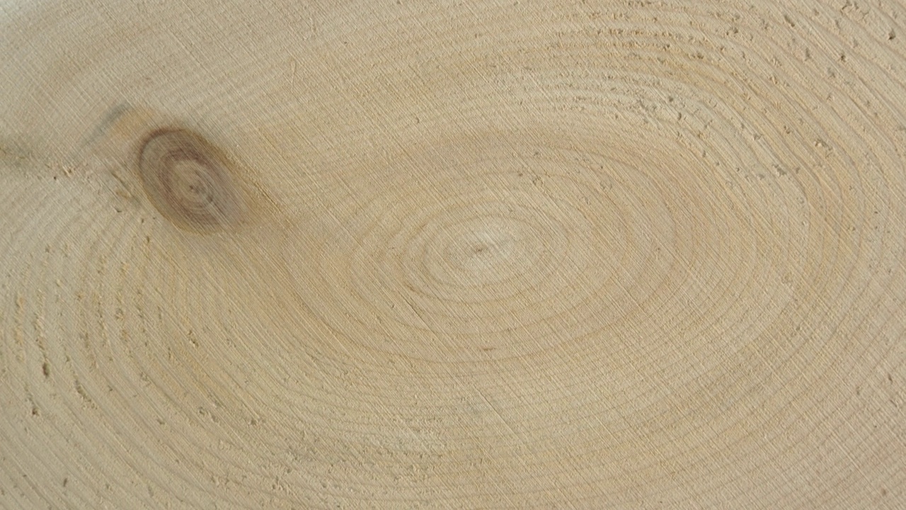 年轮和纹理的老树横切的树干。木树节或树桩的背景和设计。厨房用具台面或室内设计表面。林业产业。视频下载
