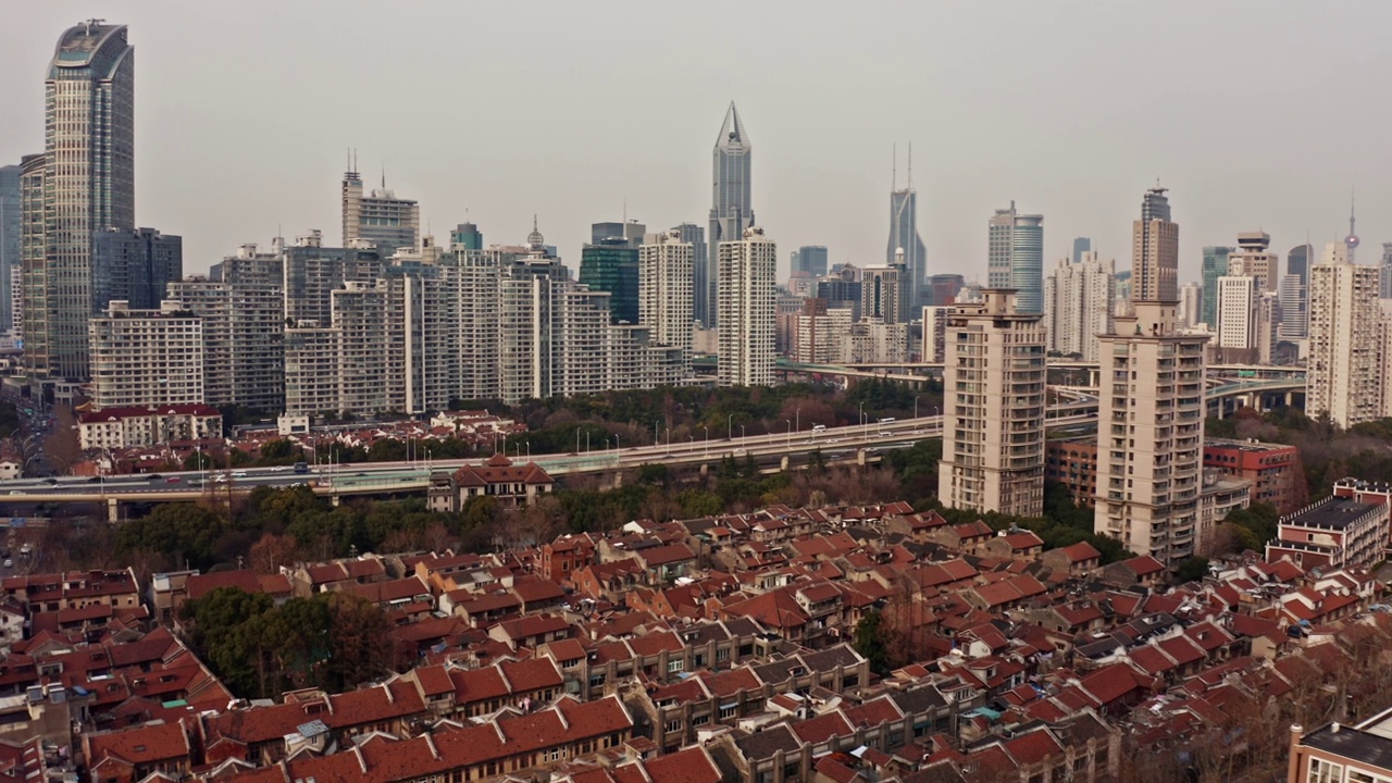 老上海住宅区鸟瞰图视频下载