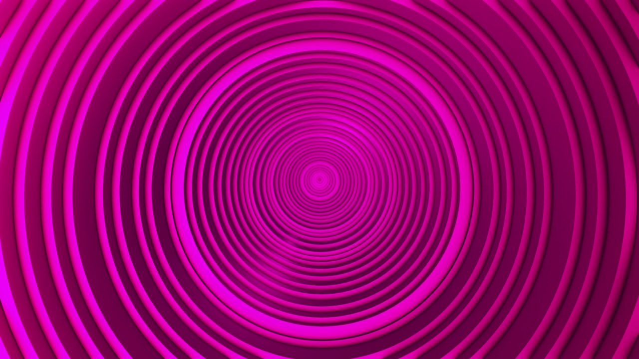 4k发光的粉红色霓虹灯同心圆隧道背景视频素材