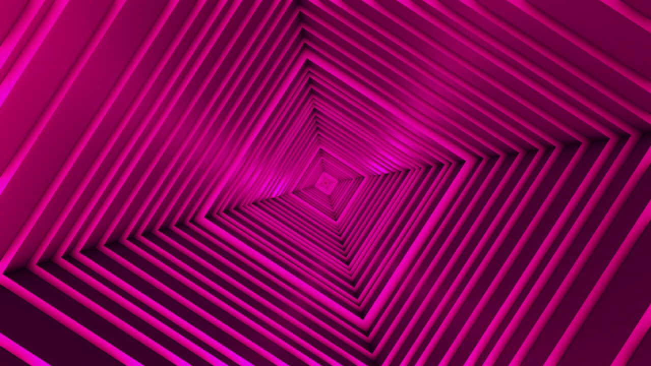4k发光粉红霓虹灯同心广场隧道背景视频素材