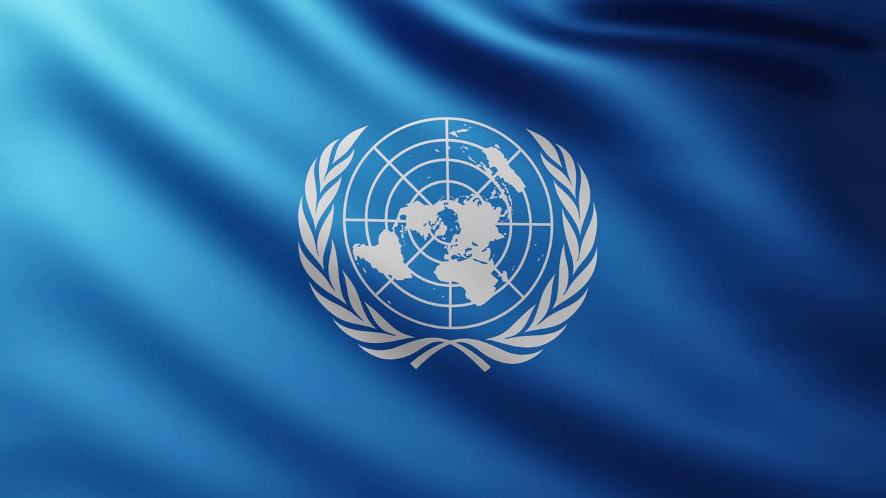 联合国大旗全屏背景迎风飘扬视频下载