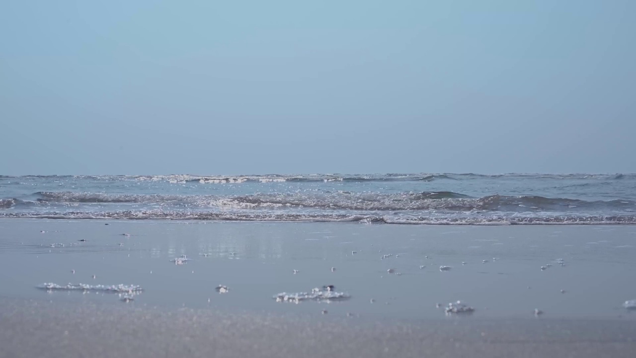 海滩上海浪的水平视图视频素材